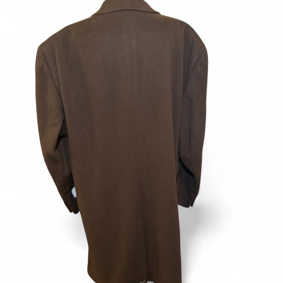 Jos. A. Bank Men’s 50R Chocolate Brown 100% Merino Wool Overcoat Long Dress Coat - Picture 5 of 8